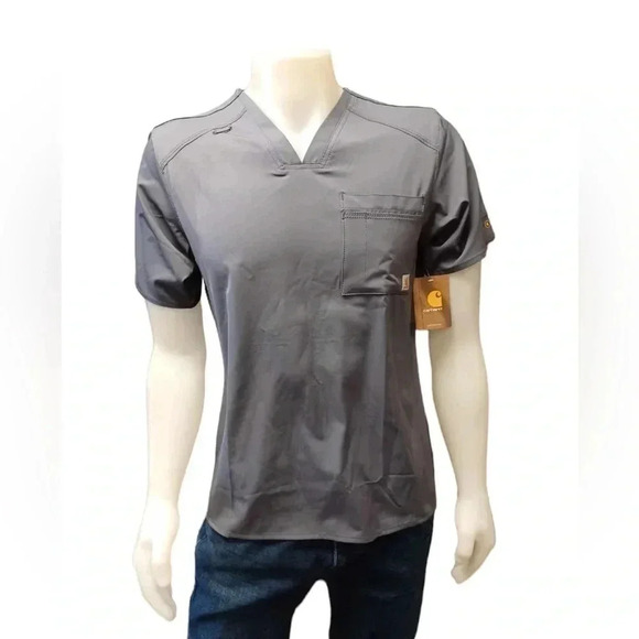 Carhartt Short Sleeve Pewter Scrub Top  Size Small - Picture 3 of 11